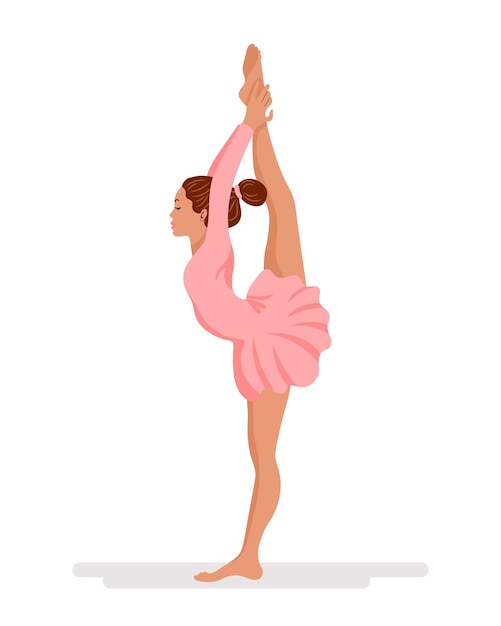 Girl ballerina dancing girl gymnast in a pink dress Illustration vector