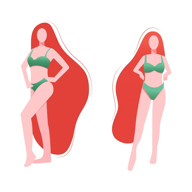 The girl in the bikini on the beach the flat illustration the vector