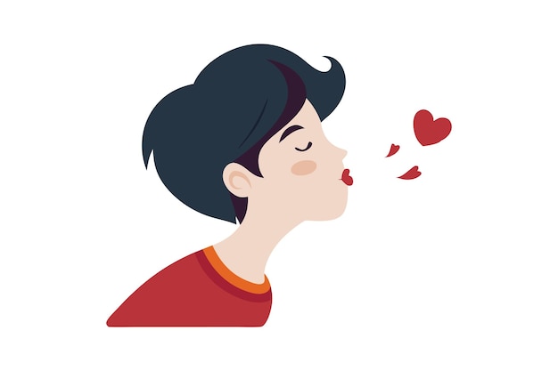 Girl blowing a kiss symbolizing love affection and care in vector illustration