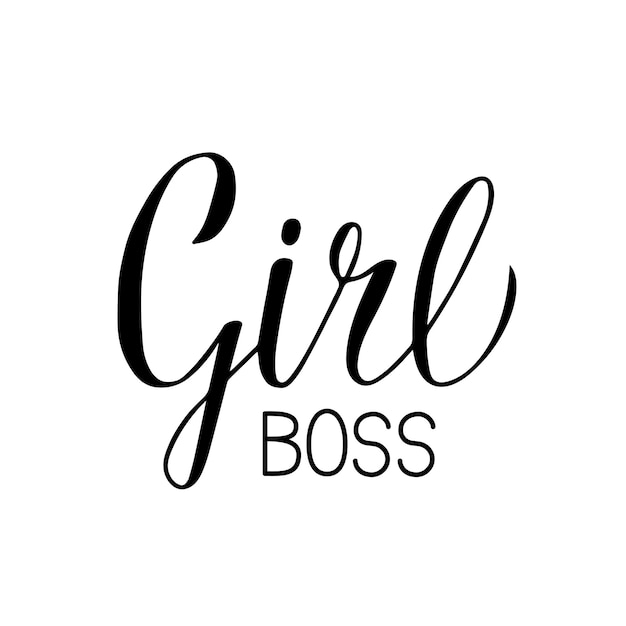 Girl Boss hand written inspirational quote Feminist slogan calligraphy lettering Feminism and business women concept Typography motivational poster Vector illustration Easy to edit template