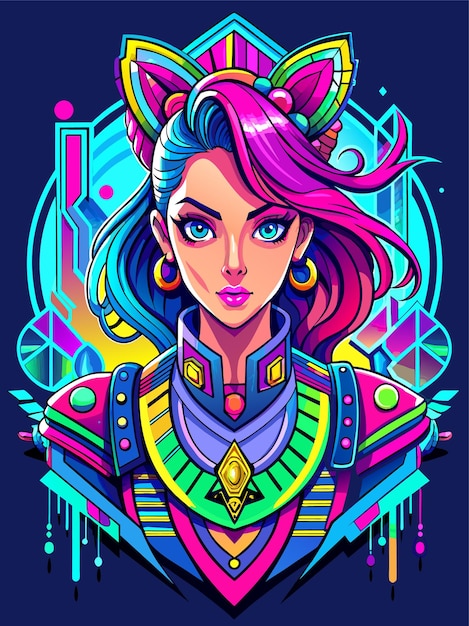 girl botty graffiti design full of vibrant color 1