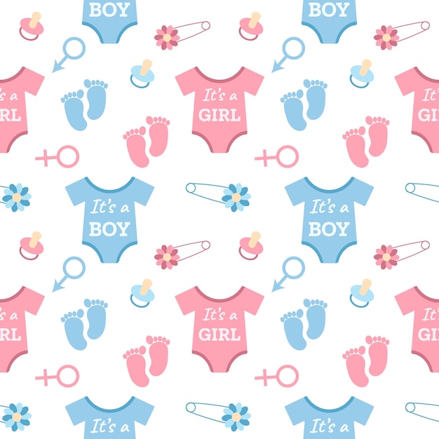 Girl or boy Gender party Seamless pattern for printing on fabric or paper