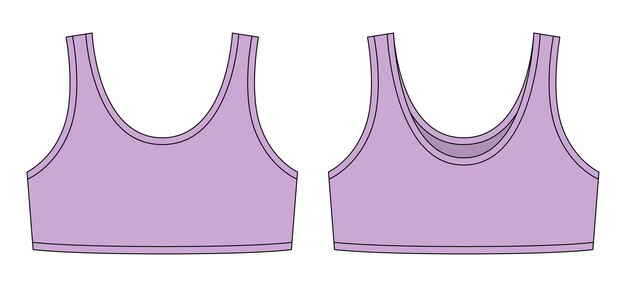 Girl bra technical sketch illustration Pastel purple color Casual underclothing