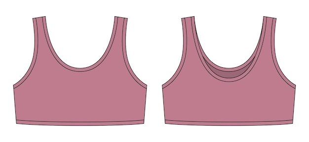 Girl bra technical sketch illustration Pudra color Casual underclothing