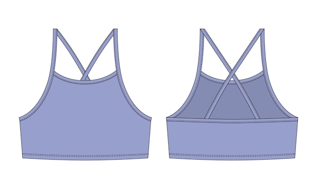 Girl bralette technical sketch Cool blue color Women's top bra