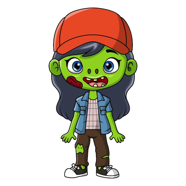 Girl cartoon wearing costume zombie