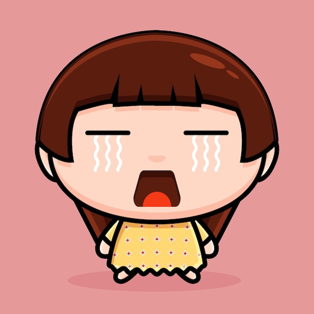 girl character mascot with crying expression