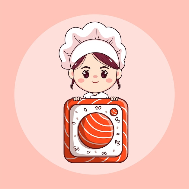 girl chef with sushi instagram shape