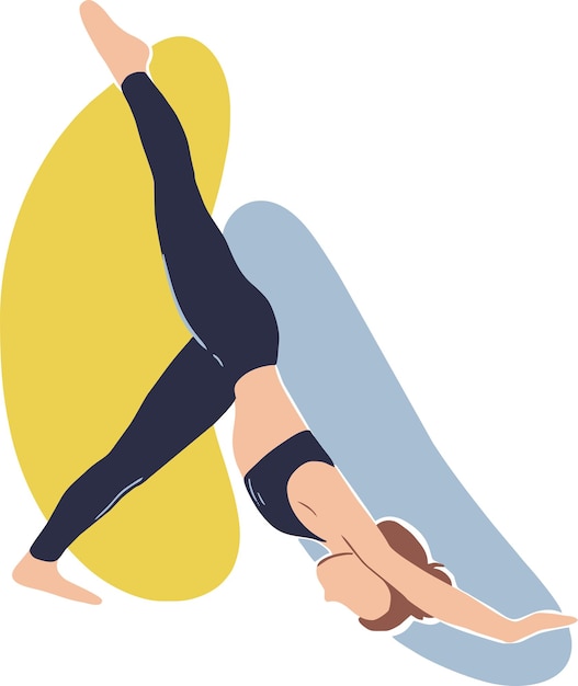 A girl does yoga illustration in the style of flat Vector illustration