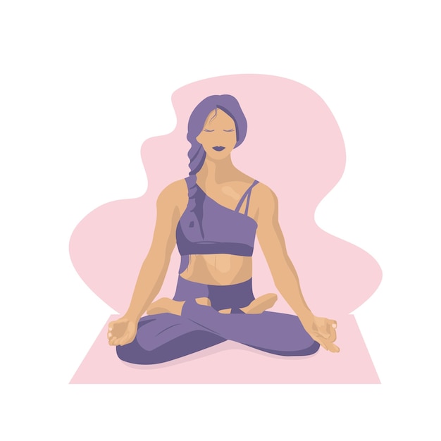 Girl doing yoga in the lotus position Concept illustration for yoga meditation relax healthy life