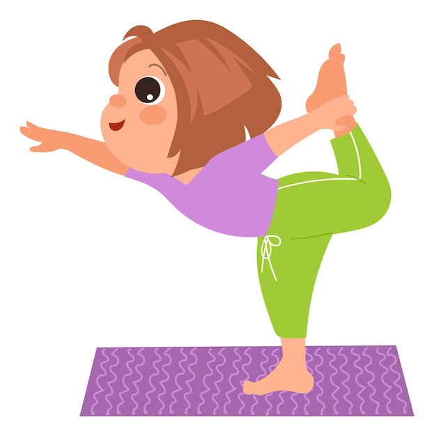 Girl doing yoga stretch pose Healthy child routine