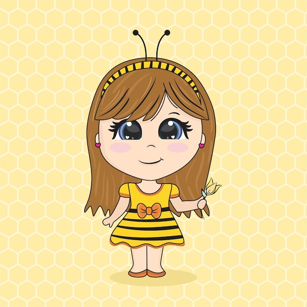 Girl dressed up as a little bee