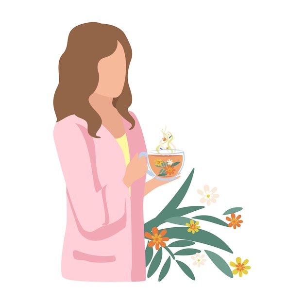 Girl drinking herbal tea