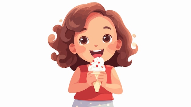 a girl eating an ice cream with a picture of her