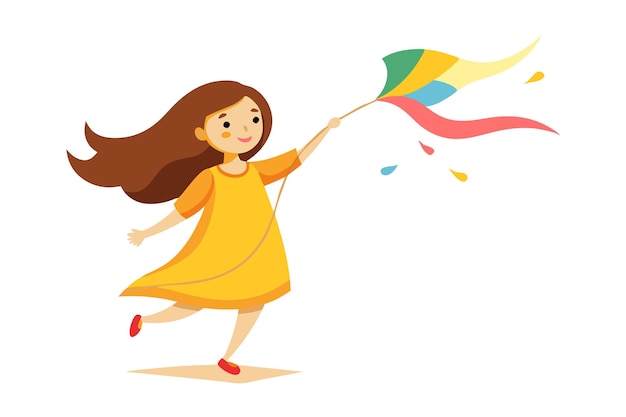 Girl flying a colorful kite on a sunny day