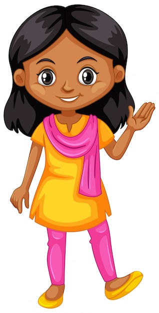 Girl from India in yellow and pink costume