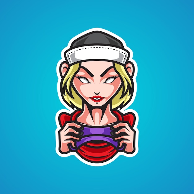 GIRL GAMER SPORT MASCOT LOGO