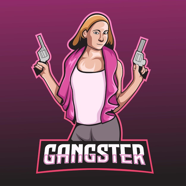 Girl gangster esport logo mascot design