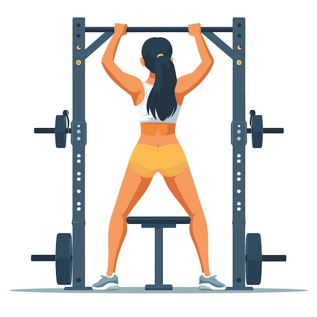 A girl in the gym a flat illustration on a white background