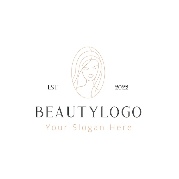 Girl hair Line art premium logo design template For fashion and beauty