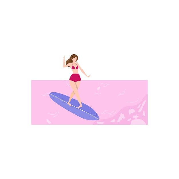 Vector the girl is doing surfing