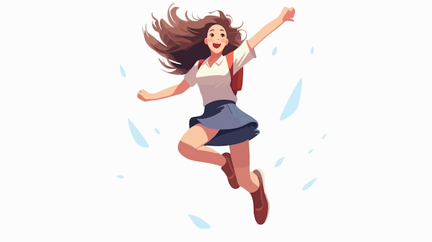 Vector a girl jumping in the air with her arms raised