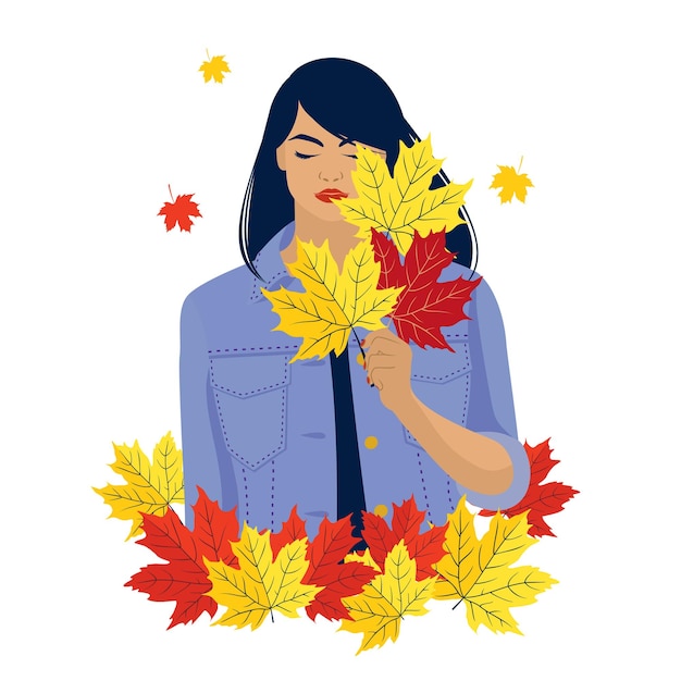 GIRL LEAVES AUTUMN