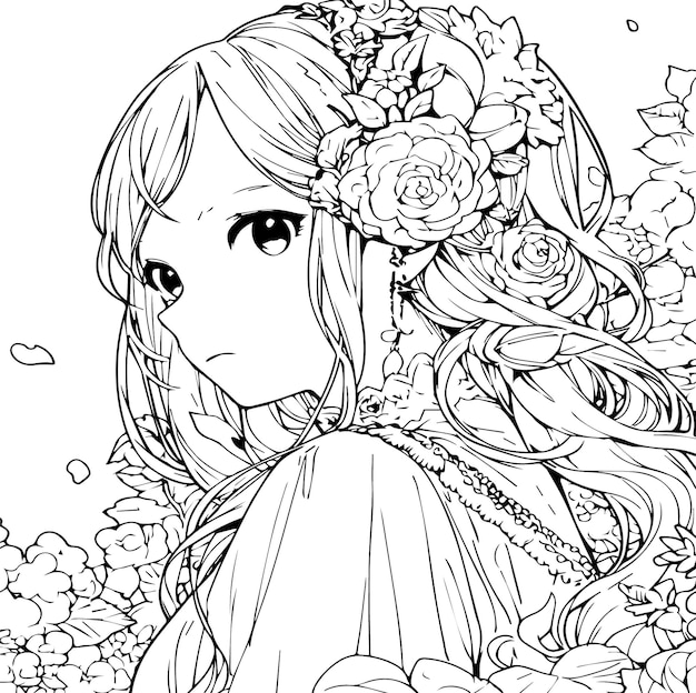 girl line art anime