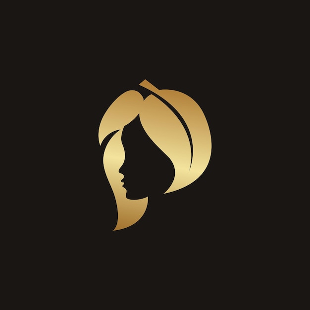 Girl logo design on black background