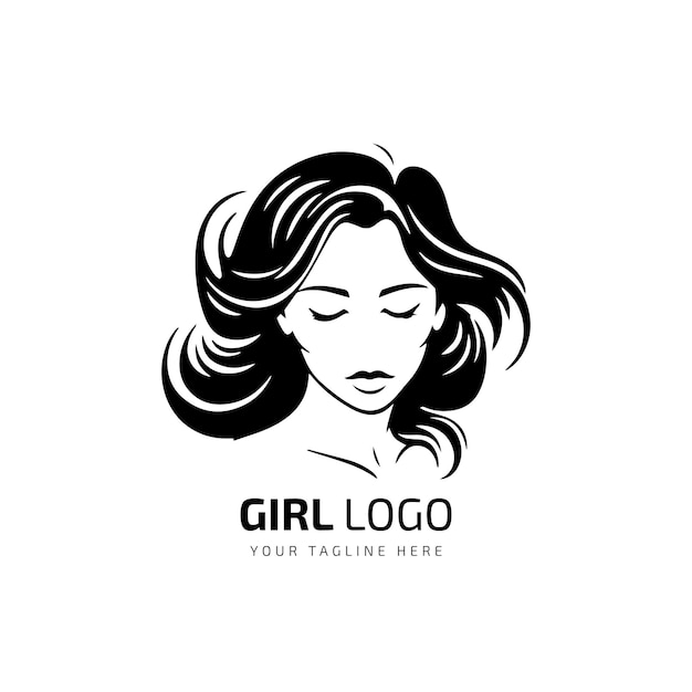 Girl logo symbol design and Unique icon layout for beauty and fashion business Vector illustration