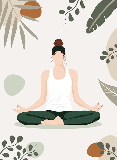 a girl in a lotus position meditates in harmony with nature