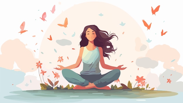 a girl meditating in the lotus position