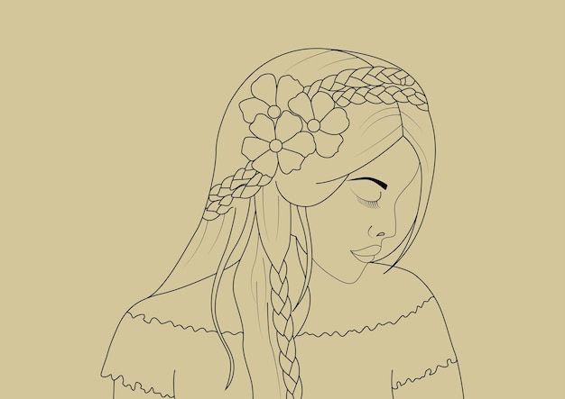 Girl outline in vector