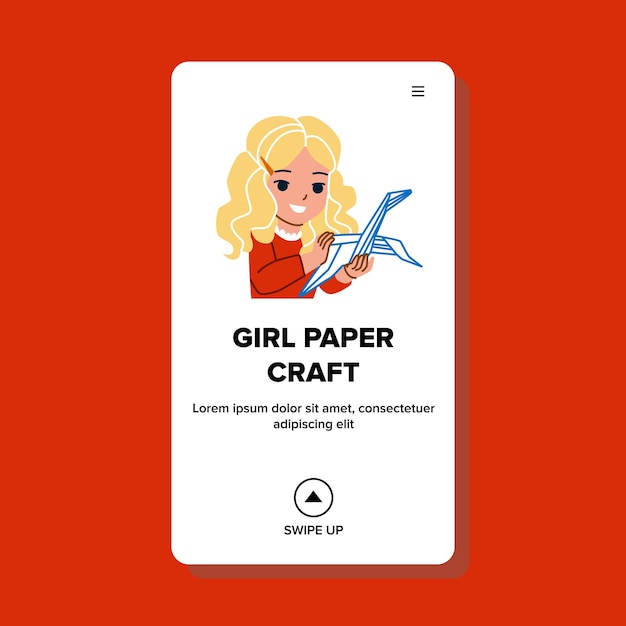 Girl Paper Craft In Kindergarten Classroom Vector