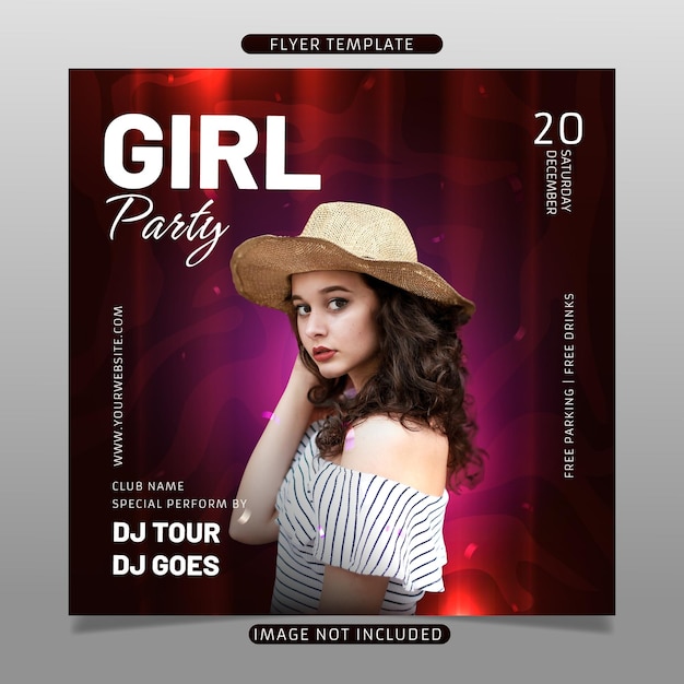 Girl party festival flyer template