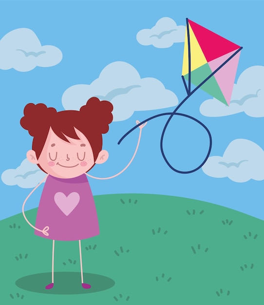 Girl playing kite