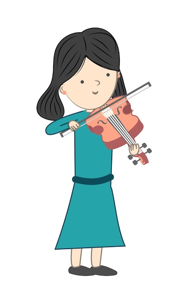 Girl playing violin isolated on white background Vector illustration