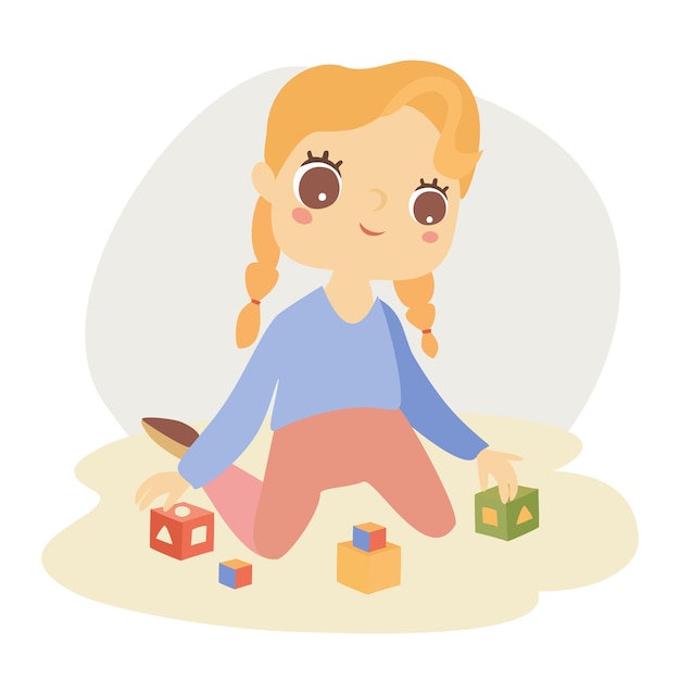 girl playing with blocks