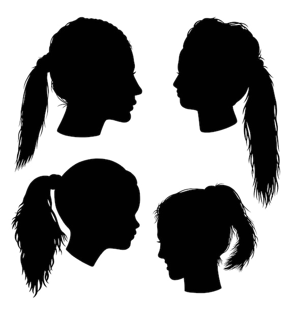 Girl ponytail hairstyle silhouette