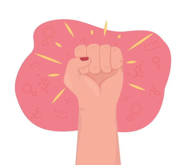 Girl power 2D vector isolated illustration