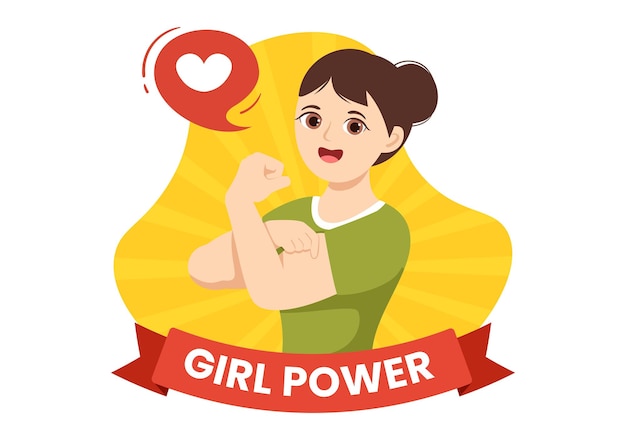 Girl Power Illustration to Show Women Can Also Be Stronger and Independent in Rights and Diversity