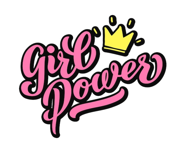 Girl power inscription handwritten with bright pink vivid font. GRL POWER hand lettering. Feminist slogan, phrase or quote. Modern vector illustration for t-shirt, sweatshirt or other apparel print.