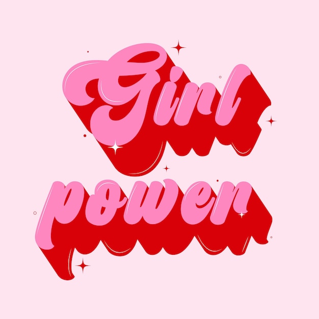 Girl power quote handwritten with bright pink