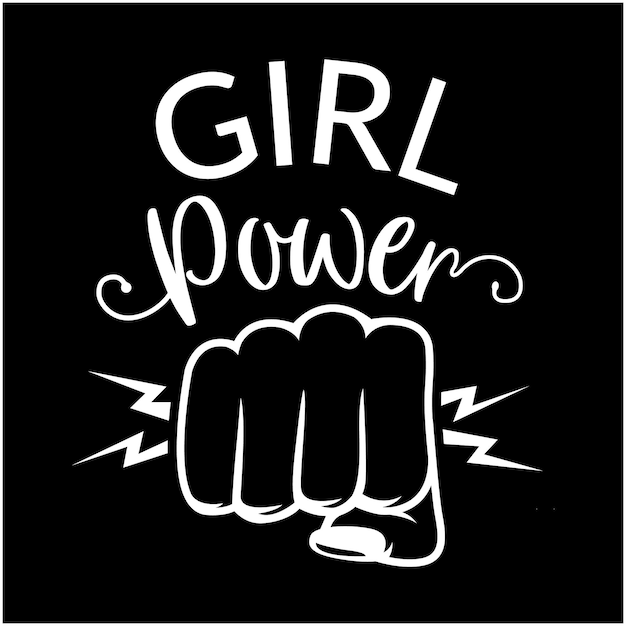 Vector girl power t shirt design icon