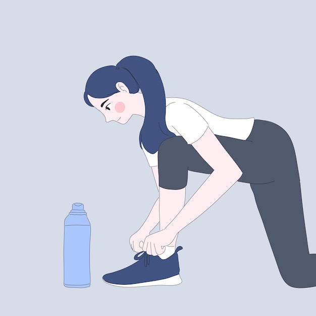 Girl preparing jogging illustration