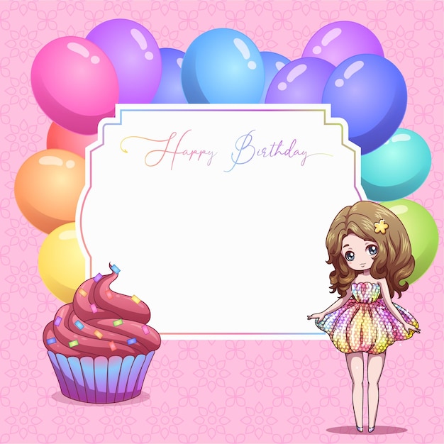 girl princess happy birthday invitation