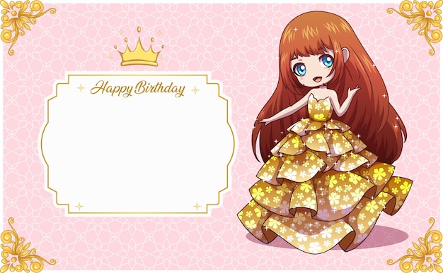 girl princess happy birthday invitation