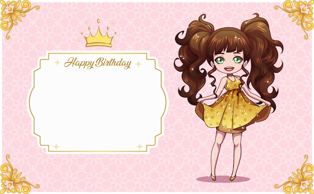 girl princess happy birthday invitation