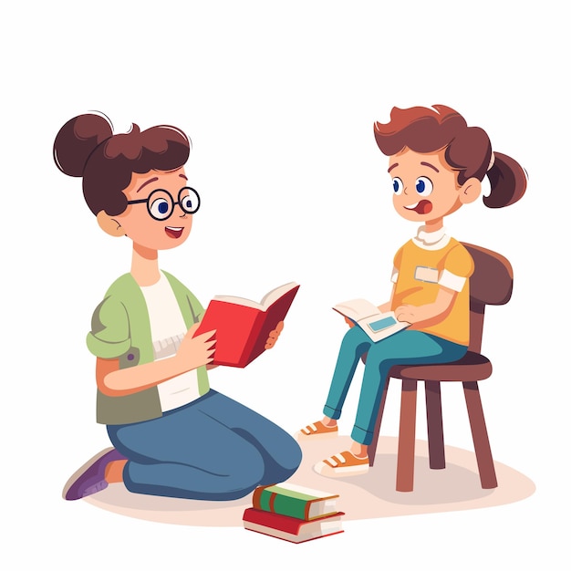 a girl reading a book next to a girl reading a book