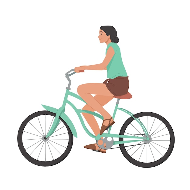 Girl riding bicycle woman on bike vector